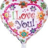 Folieballon hjerte med blomster