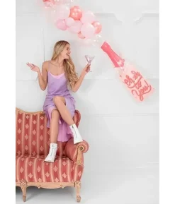 Folieballon pink champagneflaske