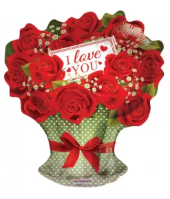 Folieballon Røde roser I love you