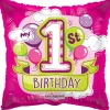 Folieballon 1 år, pink firkantet