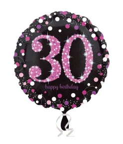 Folieballon 30 år Pink Sparkling