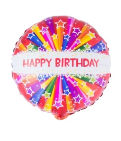 Folieballon rund Birthday, stjerner