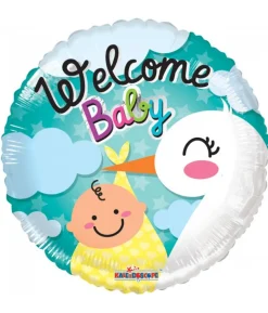 Folieballon Stork med baby