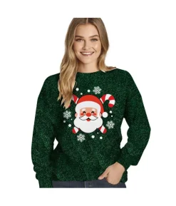 Grøn julebluse med glimmer