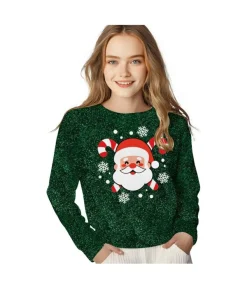 Grøn julebluse med julemanden, barn