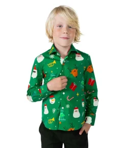 Grøn juleskjorte til drenge