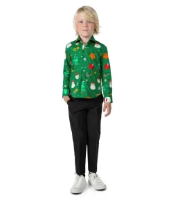 Grøn juleskjorte til drenge