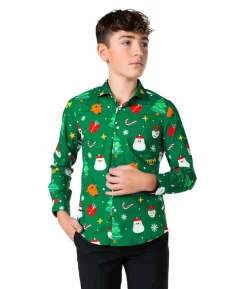 Grøn juleskjorte til teens