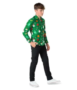 Grøn juleskjorte til teens