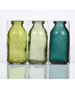 Grønne glasflasker, 10,5 cm.