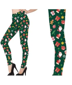 Grønne leggings med julemotiv