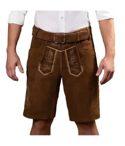 Ægte lederhosen med bælte, brun