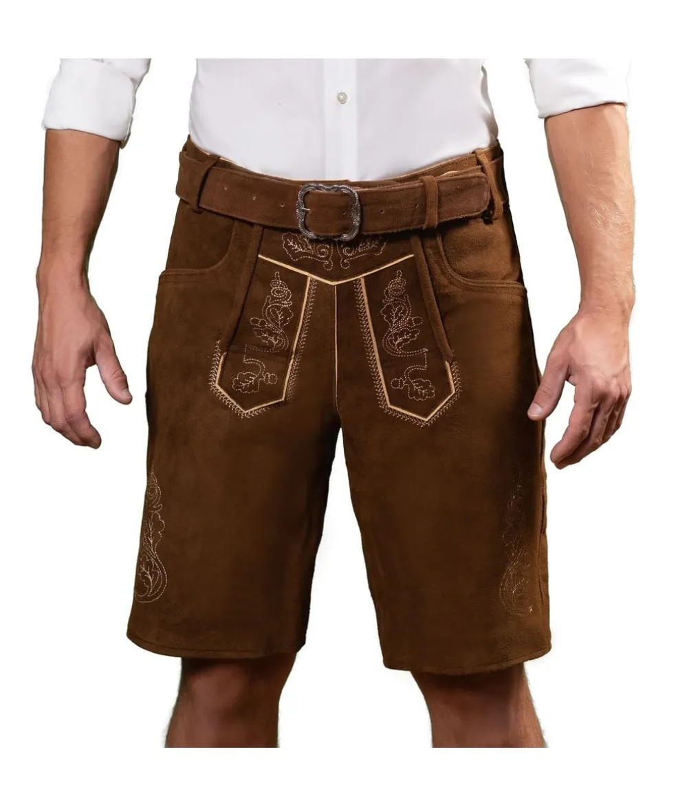Ægte lederhosen med bælte, brun
