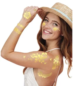 Guld blomster tatovering