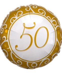 Guld folieballon med 50, 43 cm
