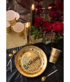 Guld glimmer Happy Birthday paptallerkner