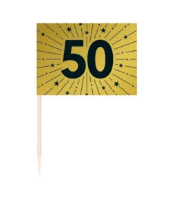Guld 50 kageflag, 50 stk