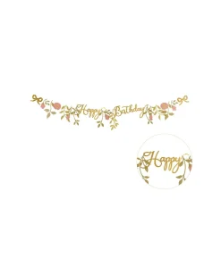 Guld og pink Happy Birthday banner