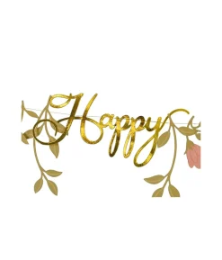 Guld og pink Happy Birthday banner