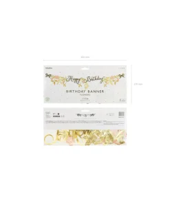 Guld og pink Happy Birthday banner