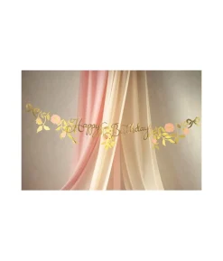 Guld og pink Happy Birthday banner