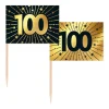 Guld og sort kageflag 100, 50 stk