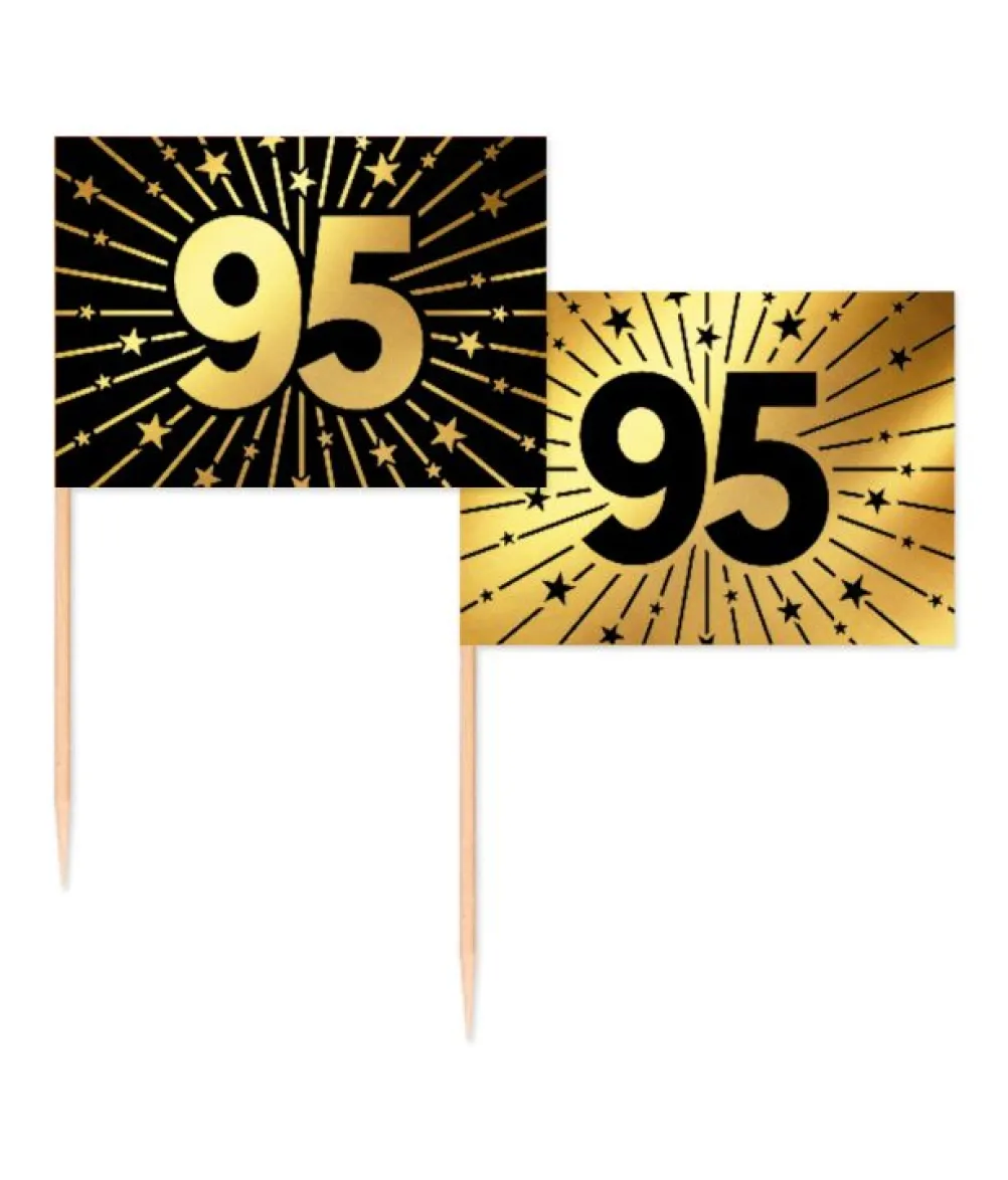Guld og sort kageflag 95, 50 stk