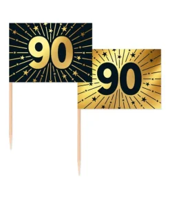 Guld og sort kageflag 90, 50 stk
