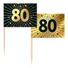 Guld og sort kageflag 80, 50 stk