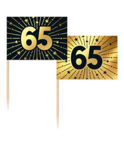 Guld og sort kageflag 65, 50 stk