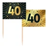 Guld og sort kageflag 40, 50 stk