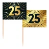 Guld og sort kageflag 25, 50 stk