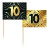 Guld og sort kageflag 10, 50 stk