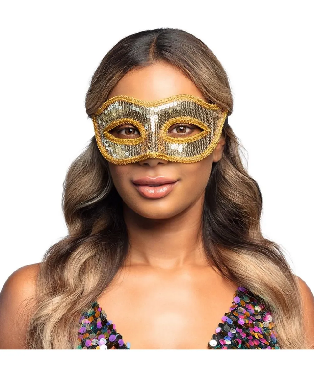 Guld paillet halvmaske