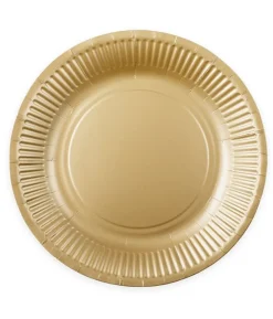 Guld paptallerkner, 23cm 8 stk