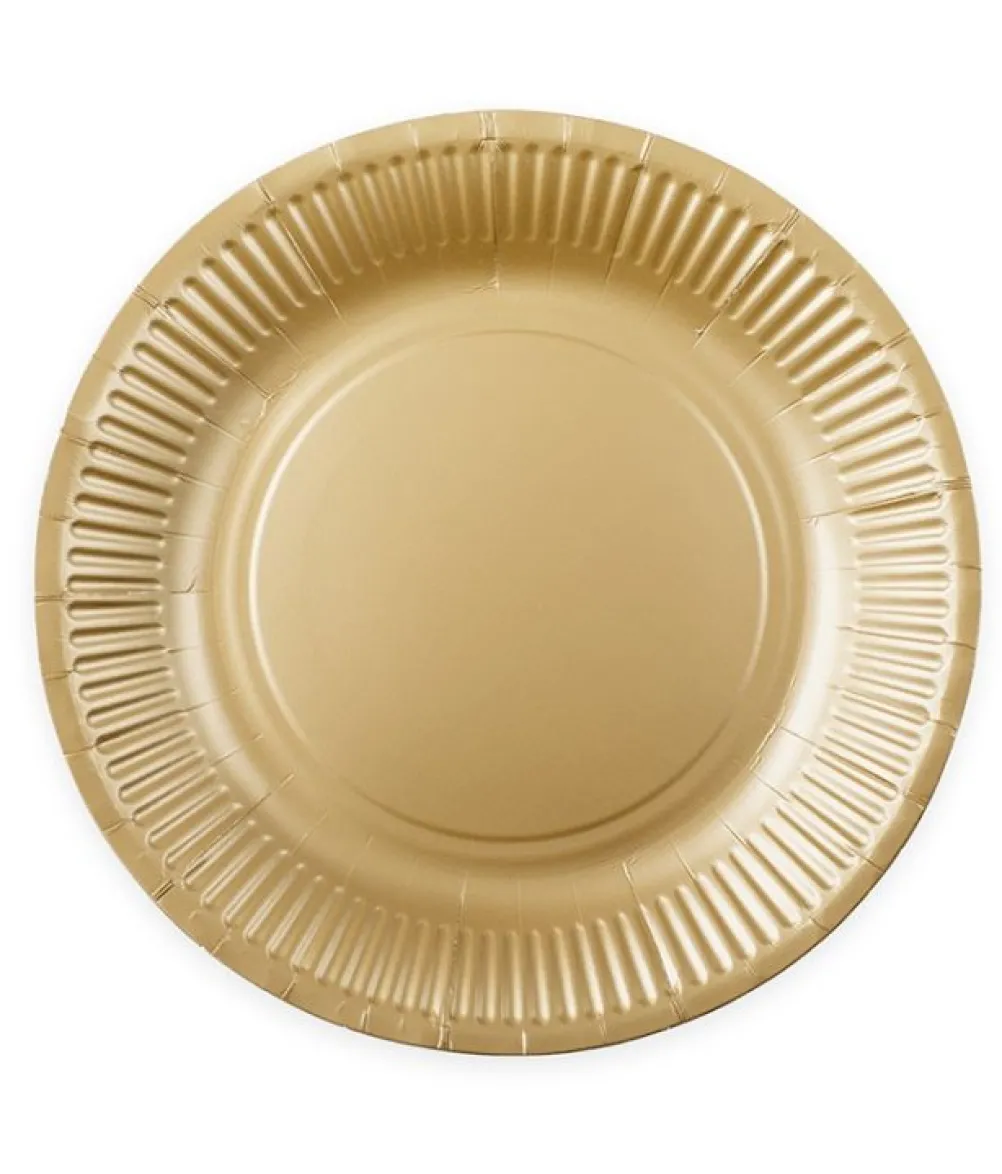 Guld paptallerkner, 23cm 8 stk