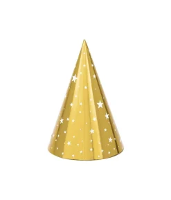 Guld partyhatte, 6 stk.