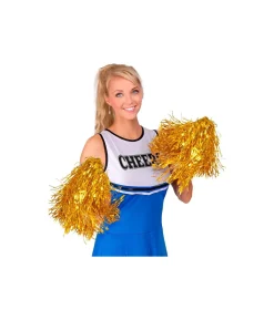 Guld pom poms, 2 stk