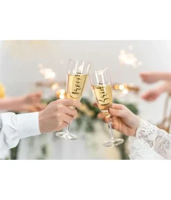 Guld stickers til brudeparrets glas