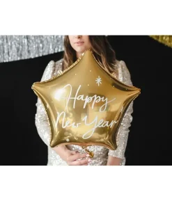 Guld stjerne folieballon, Happy New Year