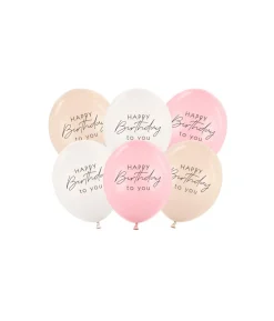 Happy Birthbay balloner, pink mix