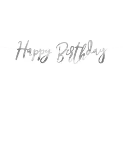 Happy birthday banner sølv