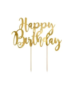 Happy Birthday kagepynt, guld