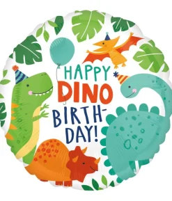 Happy Dino Birthday folieballon, 43 cm