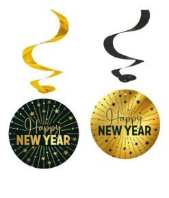 Happy New Year spiraler, 4 stk