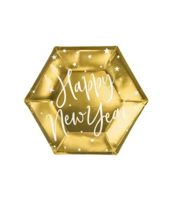 Happy New Year tallerkner, guld