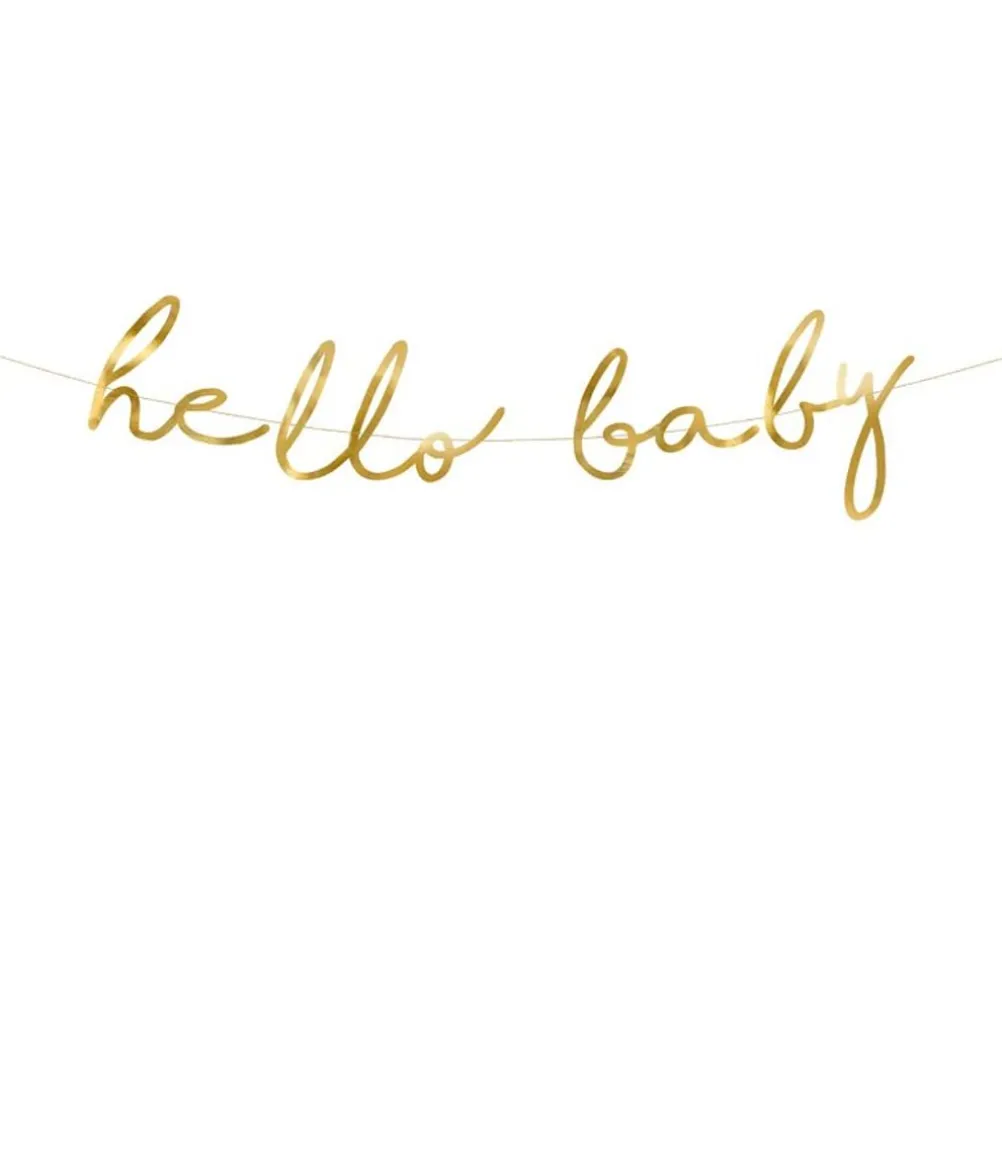 Hello baby guirlande, guld