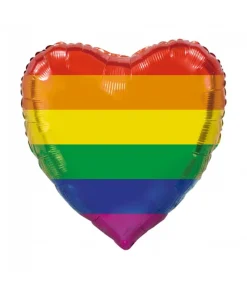 Hjerte Rainbow folieballon, 92 cm