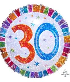 Holografisk folieballon 30 år, 45cm