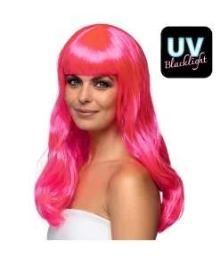 Hot pink langhåret paryk, Chique